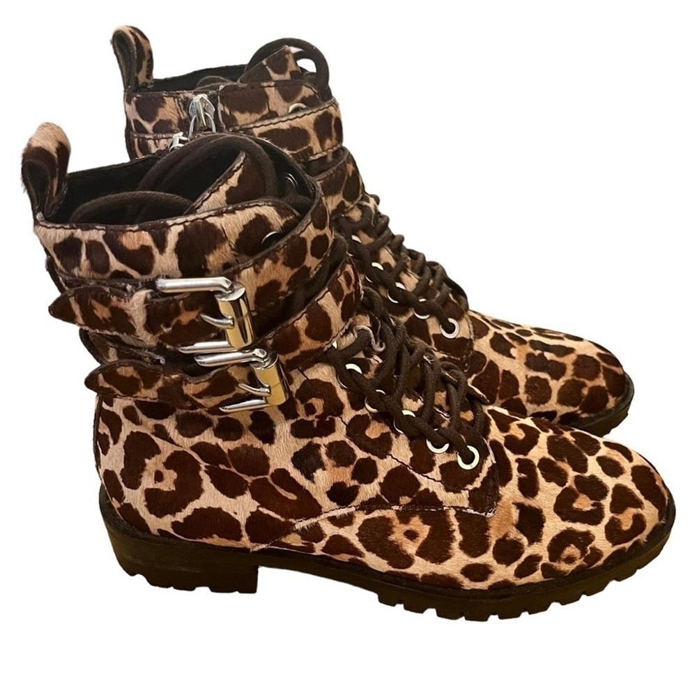Rebecca MINKOFF Jaiden Ponyhair Animal Print Combat Boots (Size 6) - Picture 4 of 9